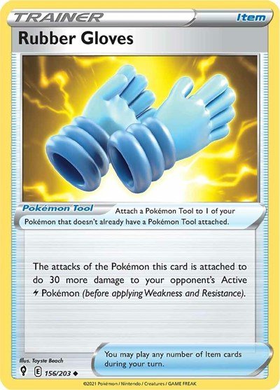 Pokémon card: Rubber Gloves 156/203 from Evolving Skies (Uncommon), front of card
