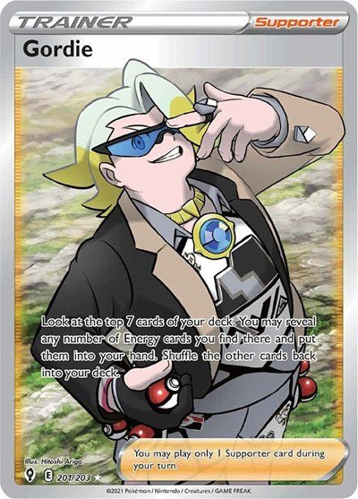 Pokémon card: Gordie (Full Art) 201/203 from Evolving Skies (Ultra Rare), front of card