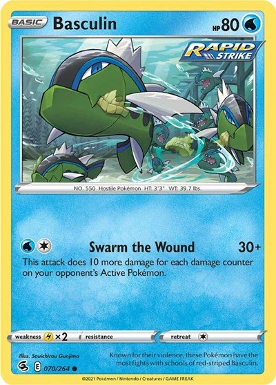 Pokémon card: Basculin 070/264 from Fusion Strike (Common), Water type, front of card