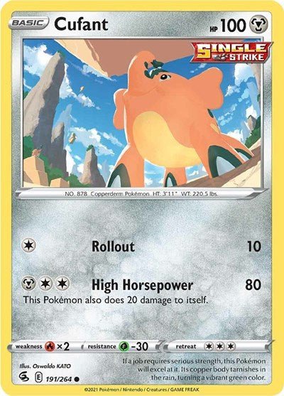 Pokémon card: Cufant 191/264 from Fusion Strike (Common), Metal type, front of card