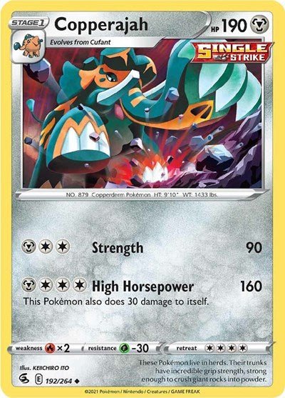 Pokémon card: Copperajah 192/264 from Fusion Strike (Uncommon), Metal type, front of card