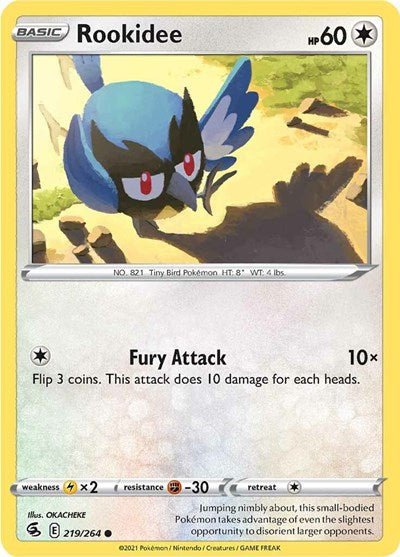 Pokémon card: Rookidee 219/264 from Fusion Strike (Common), Colorless type, front of card