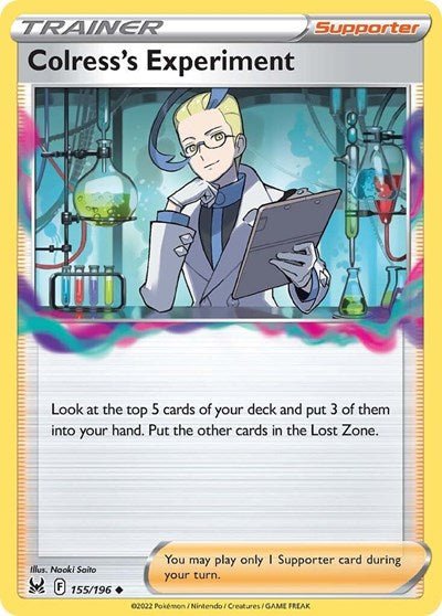 Pokémon card: Colress's Experiment 155/196 from Lost Origin (Uncommon), front of card