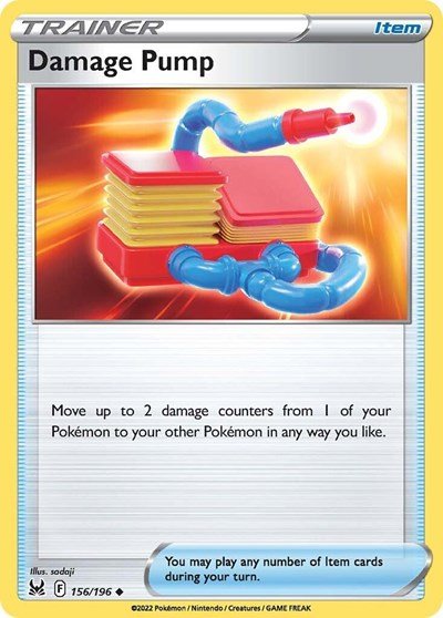 Pokémon card: Damage Pump 156/196 from Lost Origin (Uncommon), front of card