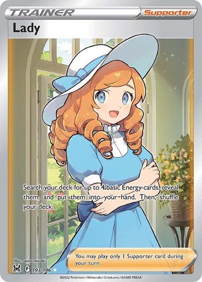 Pokémon card: Lady (Full Art) 193/196 from Lost Origin (Ultra Rare), front of card