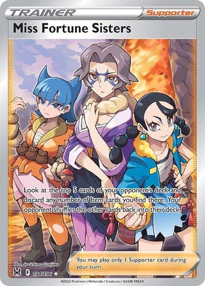 Pokémon card: Miss Fortune Sisters (Full Art) 194/196 from Lost Origin (Ultra Rare), front of card