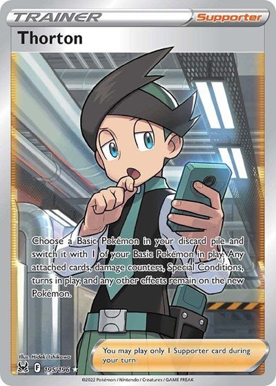 Pokémon card: Thorton (Full Art) 195/196 from Lost Origin (Ultra Rare), front of card