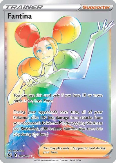 Pokémon card: Fantina 206/196 from Lost Origin (Secret Rare), front of card
