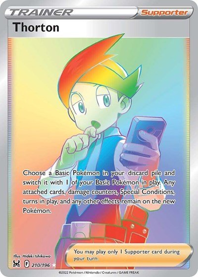 Pokémon card: Thorton 210/196 from Lost Origin (Secret Rare), front of card