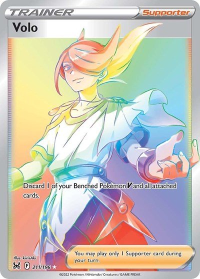 Pokémon card: Volo 211/196 from Lost Origin (Secret Rare), front of card