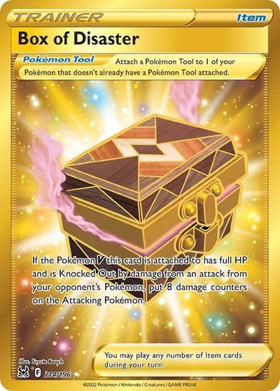 Pokémon card: Box of Disaster 214/196 from Lost Origin (Secret Rare), front of card