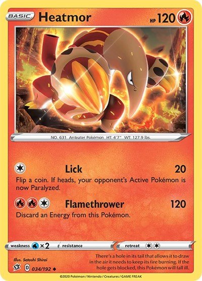 Pokémon card: Heatmor 034/192 from Rebel Clash (Uncommon), Fire type, front of card