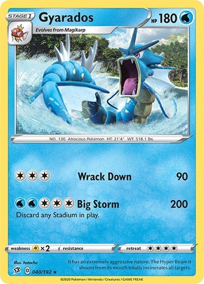 Pokémon card: Gyarados 040/192 from Rebel Clash (Holo Rare), Water type, front of card