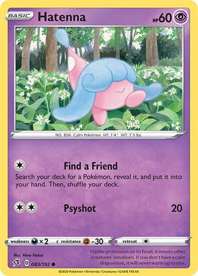 Pokémon card: Hatenna 083/192 from Rebel Clash (Common), Psychic type, front of card