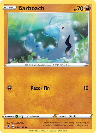 Pokémon card: Barboach 099/192 from Rebel Clash (Common), Fighting type, front of card