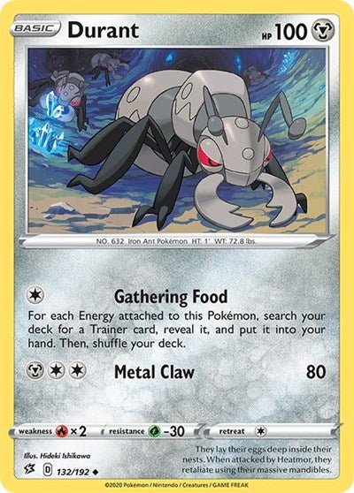 Pokémon card: Durant 132/192 from Rebel Clash (Uncommon), Metal type, front of card