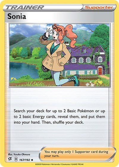 Pokémon card: Sonia 167/192 from Rebel Clash (Uncommon), front of card