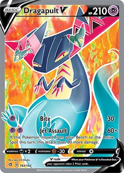 Pokémon card: Dragapult V (Full Art) 183/192 from Rebel Clash (Ultra Rare), Psychic type, front of card