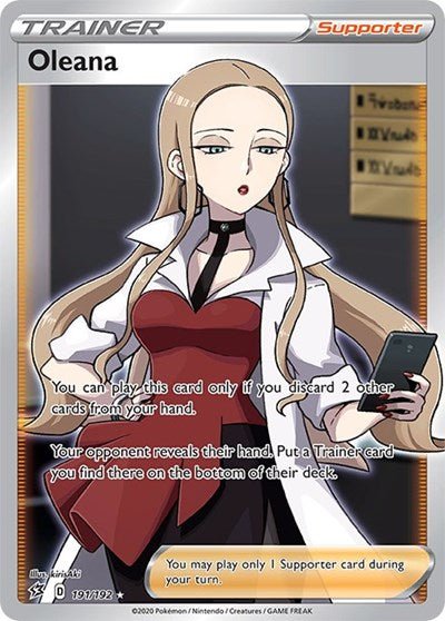 Pokémon card: Oleana (Full Art) 191/192 from Rebel Clash (Ultra Rare), front of card