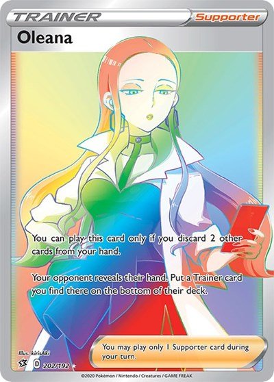 Pokémon card: Oleana 202/192 from Rebel Clash (Secret Rare), front of card