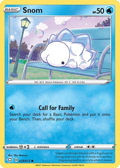 Pokémon card: Snom 029/072 from Shining Fates (Common), Water type, front of card