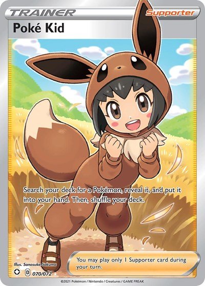 Pokémon card: Poke Kid (Full Art) 070/072 from Shining Fates (Ultra Rare), front of card