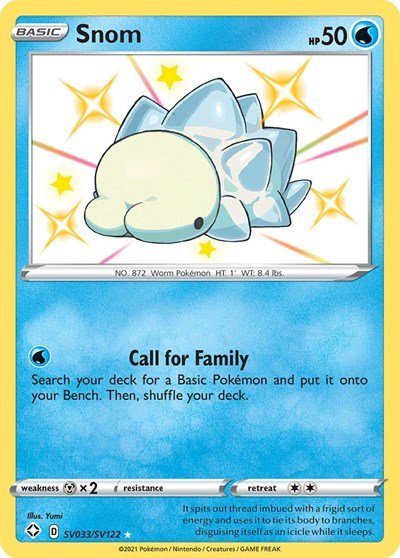 Pokémon card: Snom SV033/SV122 from Shining Fates (Shiny Holo Rare), Water type, front of card