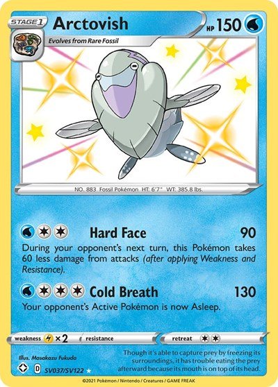Pokémon card: Arctovish SV037/SV122 from Shining Fates (Shiny Holo Rare), Water type, front of card