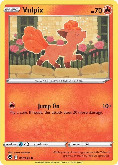 Pokémon card: Vulpix 017/195 from Silver Tempest (Common), Fire type, front of card