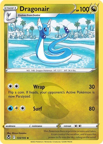 Pokémon card: Dragonair 130/195 from Silver Tempest (Uncommon), Dragon type, front of card