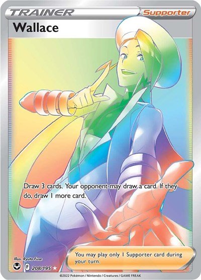 Pokémon card: Wallace 208/195 from Silver Tempest (Secret Rare), front of card