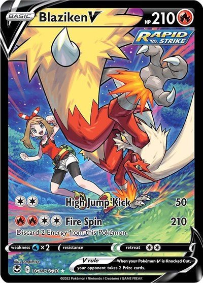 Pokémon card: Blaziken V TG14/TG30 from Silver Tempest Trainer Gallery (Ultra Rare), Fire type, front of card