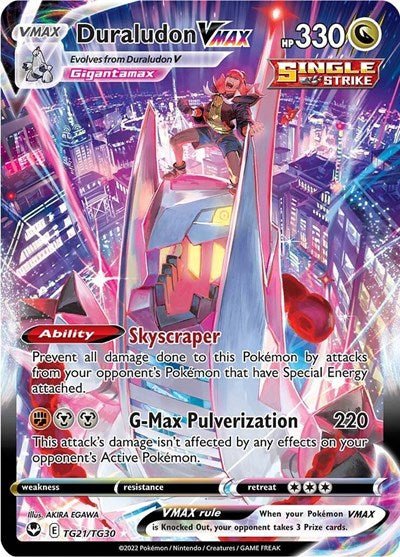 Pokémon card: Duraludon VMAX TG21/TG30 from Silver Tempest Trainer Gallery (Ultra Rare), Dragon type, front of card