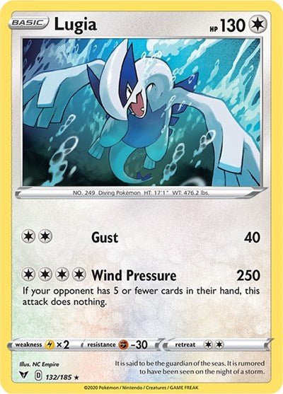 Pokémon card: Lugia 132/185 from Vivid Voltage (Holo Rare), Colorless type, front of card