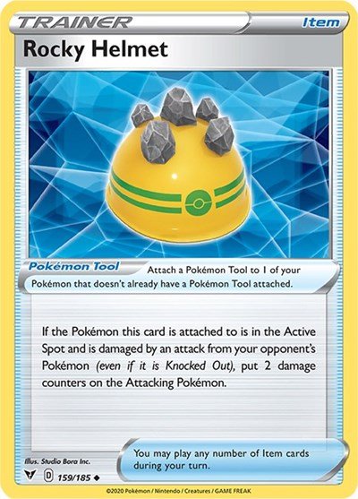 Pokémon card: Rocky Helmet 159/185 from Vivid Voltage (Uncommon), front of card
