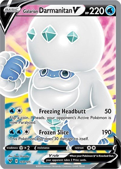Pokémon card: Galarian Darmanitan V (Full Art) 169/185 from Vivid Voltage (Ultra Rare), Water type, front of card