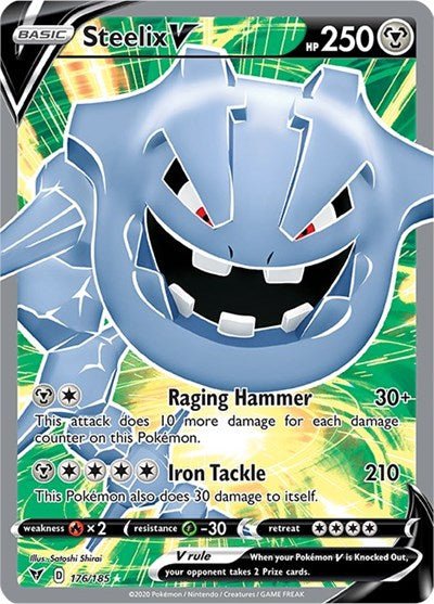 Pokémon card: Steelix V (Full Art) 176/185 from Vivid Voltage (Ultra Rare), Metal type, front of card