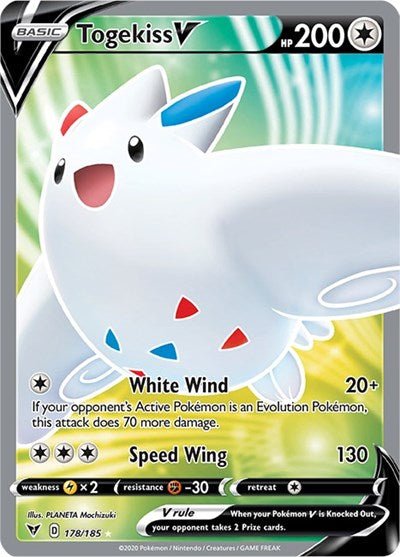 Pokémon card: Togekiss V (Full Art) 178/185 from Vivid Voltage (Ultra Rare), Colorless type, front of card