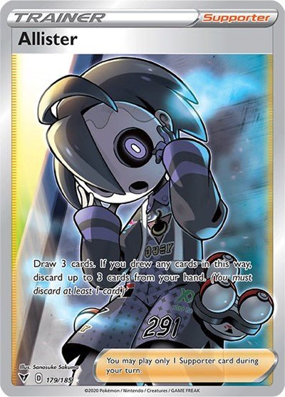 Pokémon card: Allister (Full Art) 179/185 from Vivid Voltage (Ultra Rare), front of card