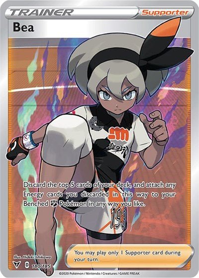 Pokémon card: Bea (Full Art) 180/185 from Vivid Voltage (Ultra Rare), front of card