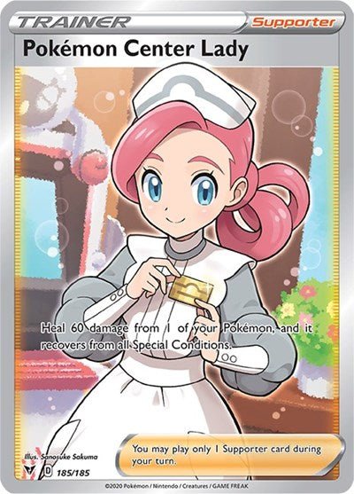 Pokémon card: Pokemon Center Lady (Full Art) 185/185 from Vivid Voltage (Ultra Rare), front of card