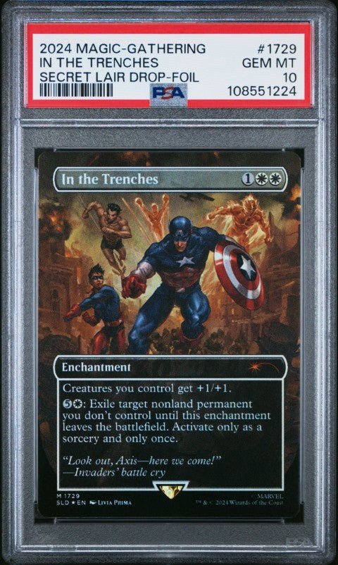 2024 Magic The Gathering Secret Lair Drop #1729 In The Trenches Secret Lair Drop-Foil PSA 10: graded slab, front view