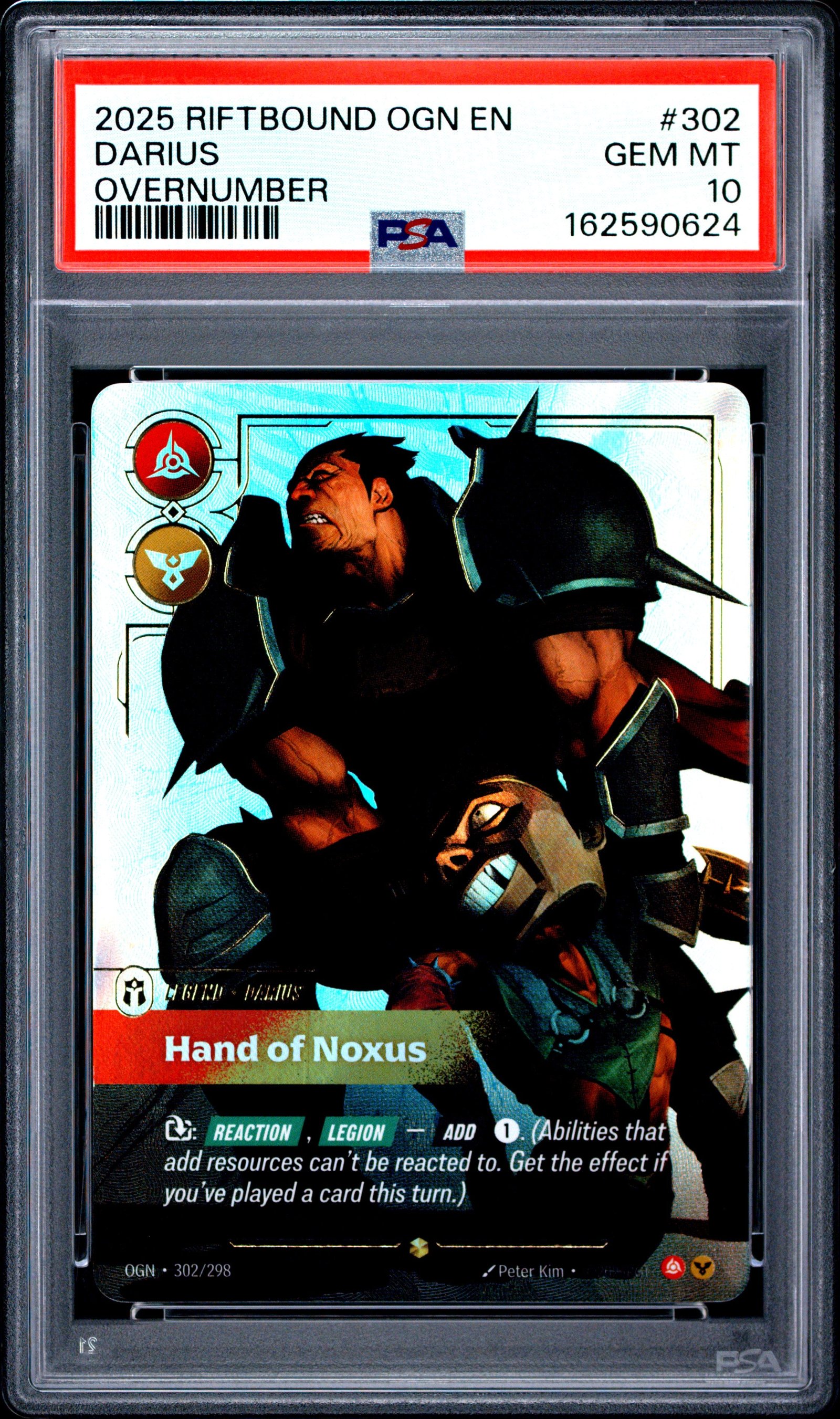 2025 Riftbound: League Of Legends Ogn-Origins #302 Darius Overnumber: graded slab, front view