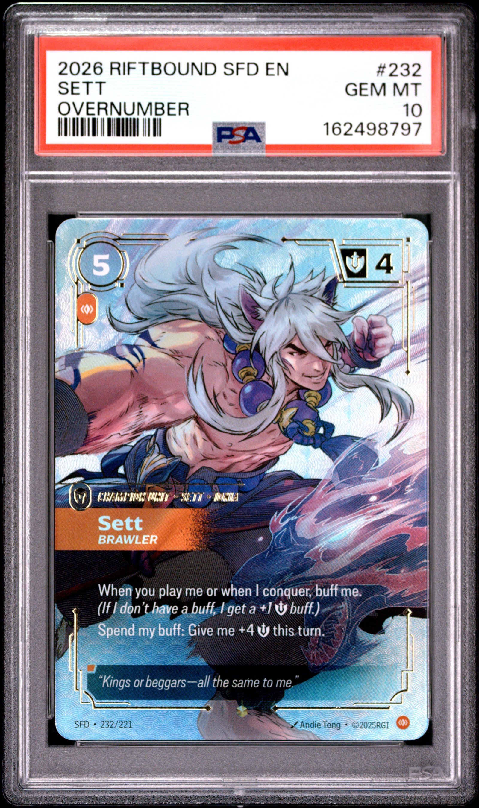2026 Riftbound: League Of Legends Sfd-Spiritforged #232 Sett Overnumber: graded slab, front view