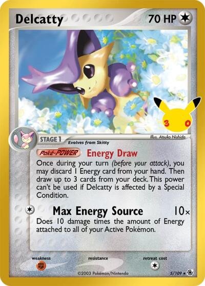 Pokémon card: Delcatty Classic Collection 005/109 from 30th Celebration, front of card