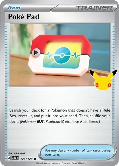 Pokémon card: Poke Pad 126/128 from 30th Celebration (M6a) (Common), front of card