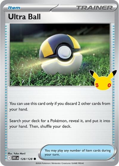 Pokémon card: Ultra Ball 128/128 from 30th Celebration (M6a) (Common), front of card