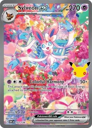 Pokémon card: Sylveon ex 153/128 from 30th Celebration (M6a) (Special Illustration Rare), Psychic type, front of card