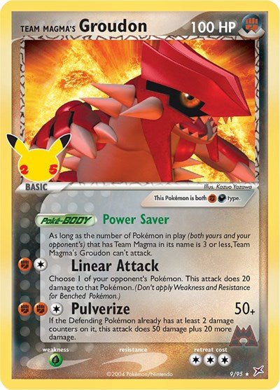 Pokémon card: Team Magma's Groudon Classic Collection 009/095 from Celebrations Classic Collection, Fighting type, front of card