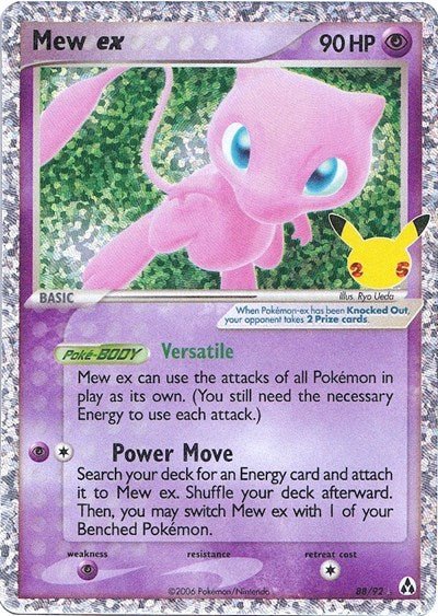 Pokémon card: Mew ex Classic Collection 088/092 from Celebrations Classic Collection, Psychic type, front of card
